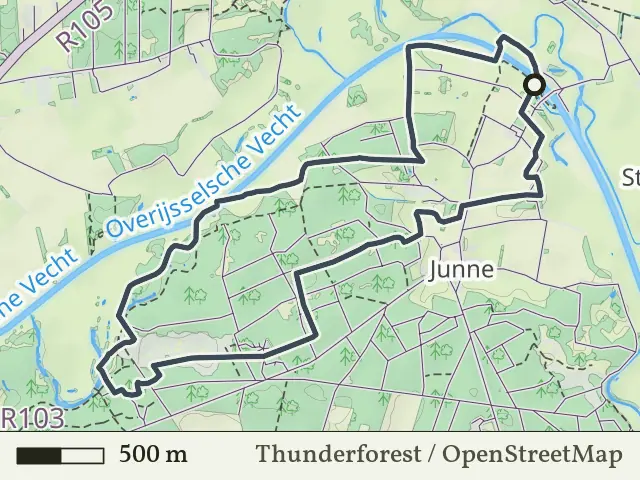 Paarse route vanaf Stuw Junne, Ommen