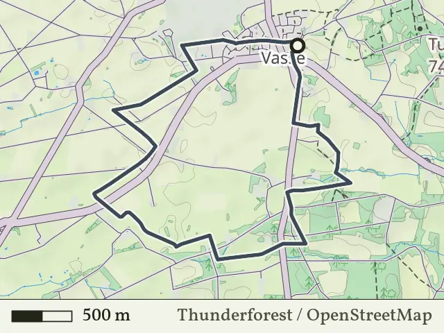 Rode route vanaf Vasse, Vasse