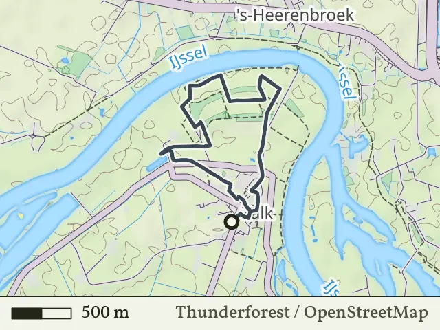 Rode route vanaf Zalk, IJsseldelta