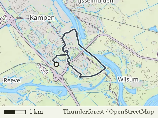 Paarse route vanaf Kampen-Station Zuid, Kampen