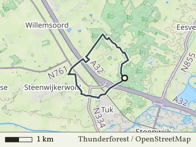 Rode route vanaf Woldberg, Tuk