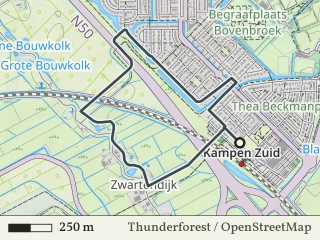Rode route vanaf Kampen-Station Zuid, Kampen