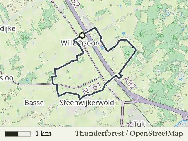 Paarse route vanaf Willemsoord, Weerribben-Wieden
