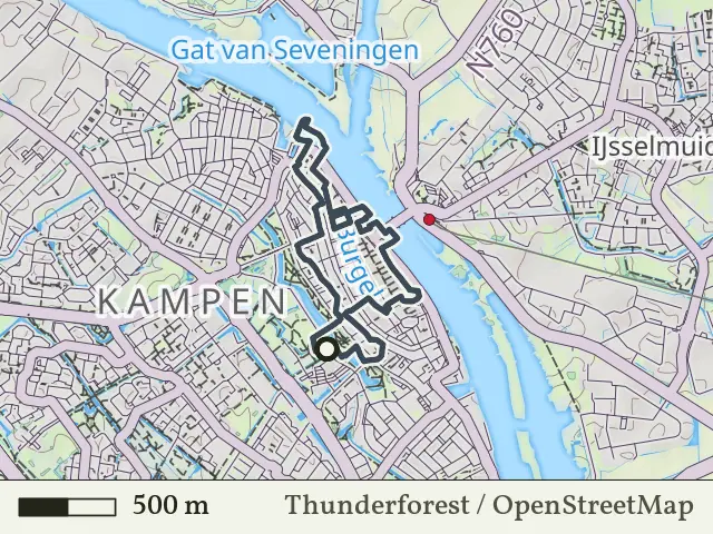 Rode route vanaf Kampen, IJsseldelta