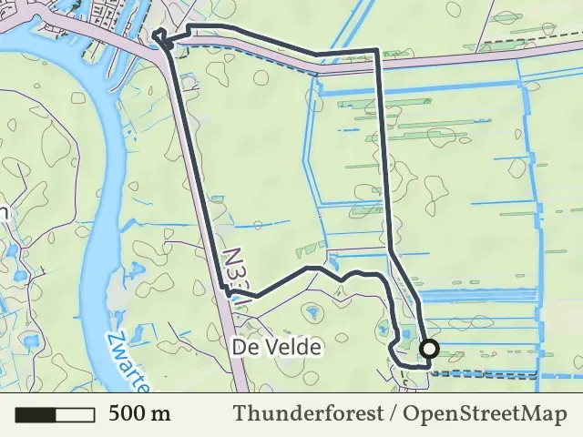 Gele route vanaf Zwartewatersklooster, Rouveen