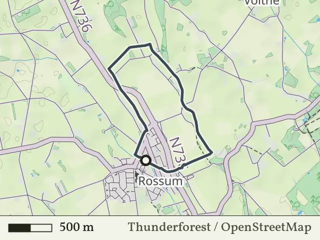 Rode route vanaf Rossum, Rossum