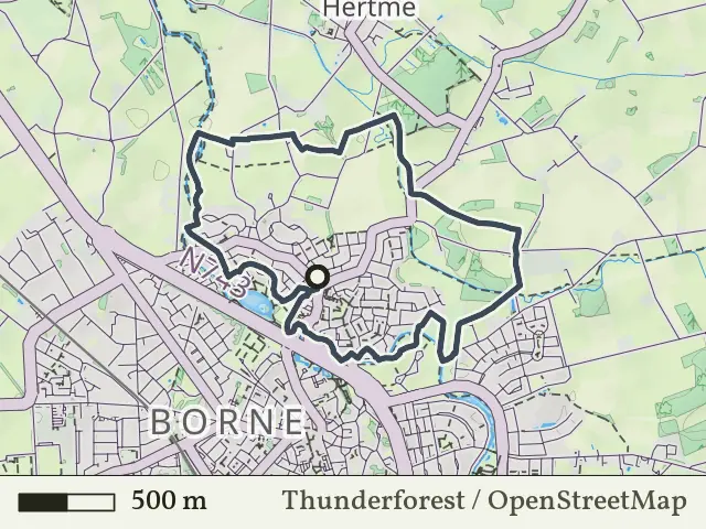 Rode route vanaf Stroomesch, Borne
