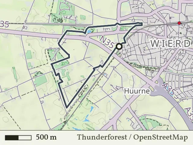 Gele route vanaf Huurne, Wierden
